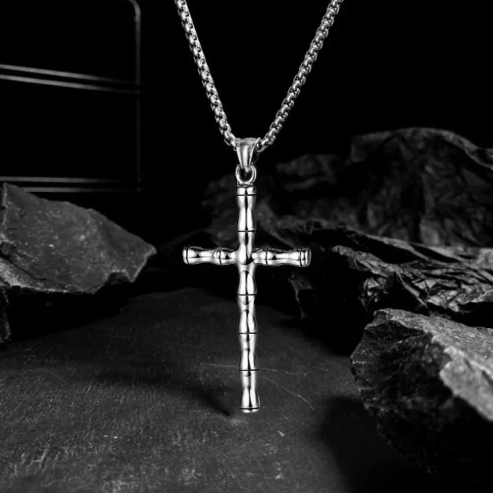 ❤️Fashionable Bamboo Cross Christian Pendant Necklace for women/men,N90201P196